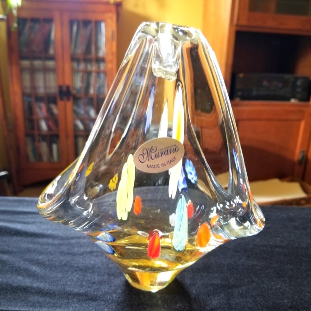 Murano Glass Basket with Millefiori